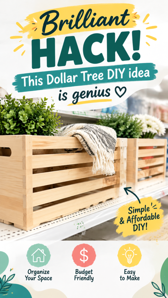 Dollar Tree DIY Wooden Crate Shelf Decor Idea for Budget Home Organization